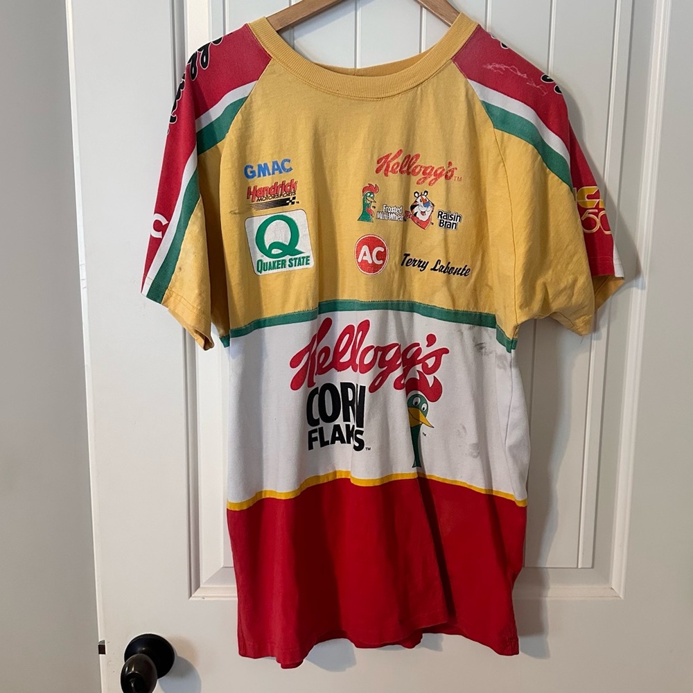 Vintage Kelloggs Corn Flakes Terry Labonte NASCAR racing  T-shirt 1996 Large